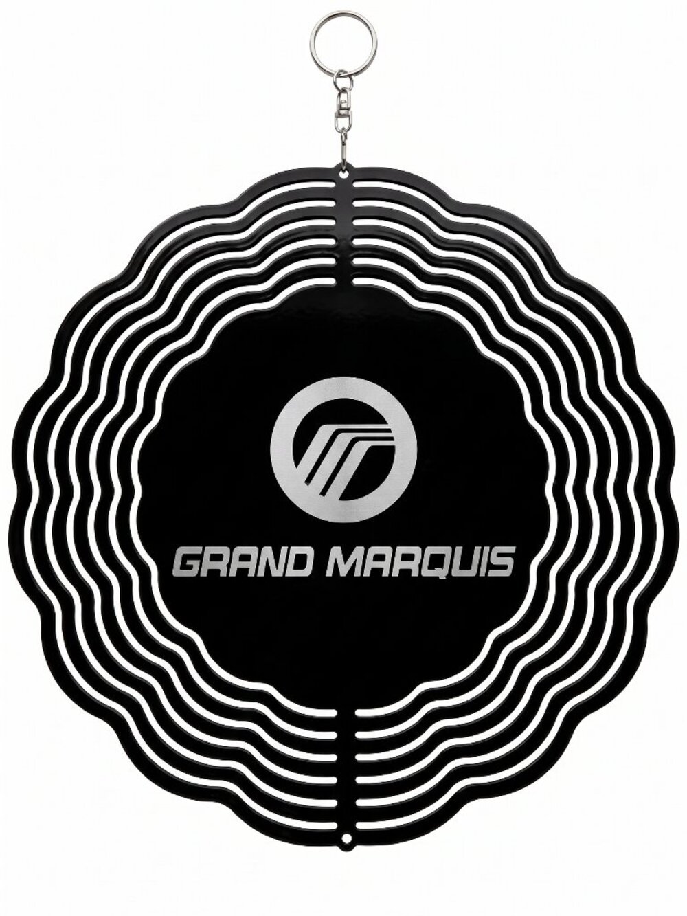 10" Mercury Grand Marquis Kinetic Wind Spinner - Black Metal Yard Decor